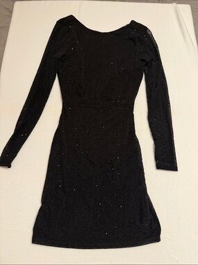 Windsor Black Long Sleeve Sequin Sheath Dress s35